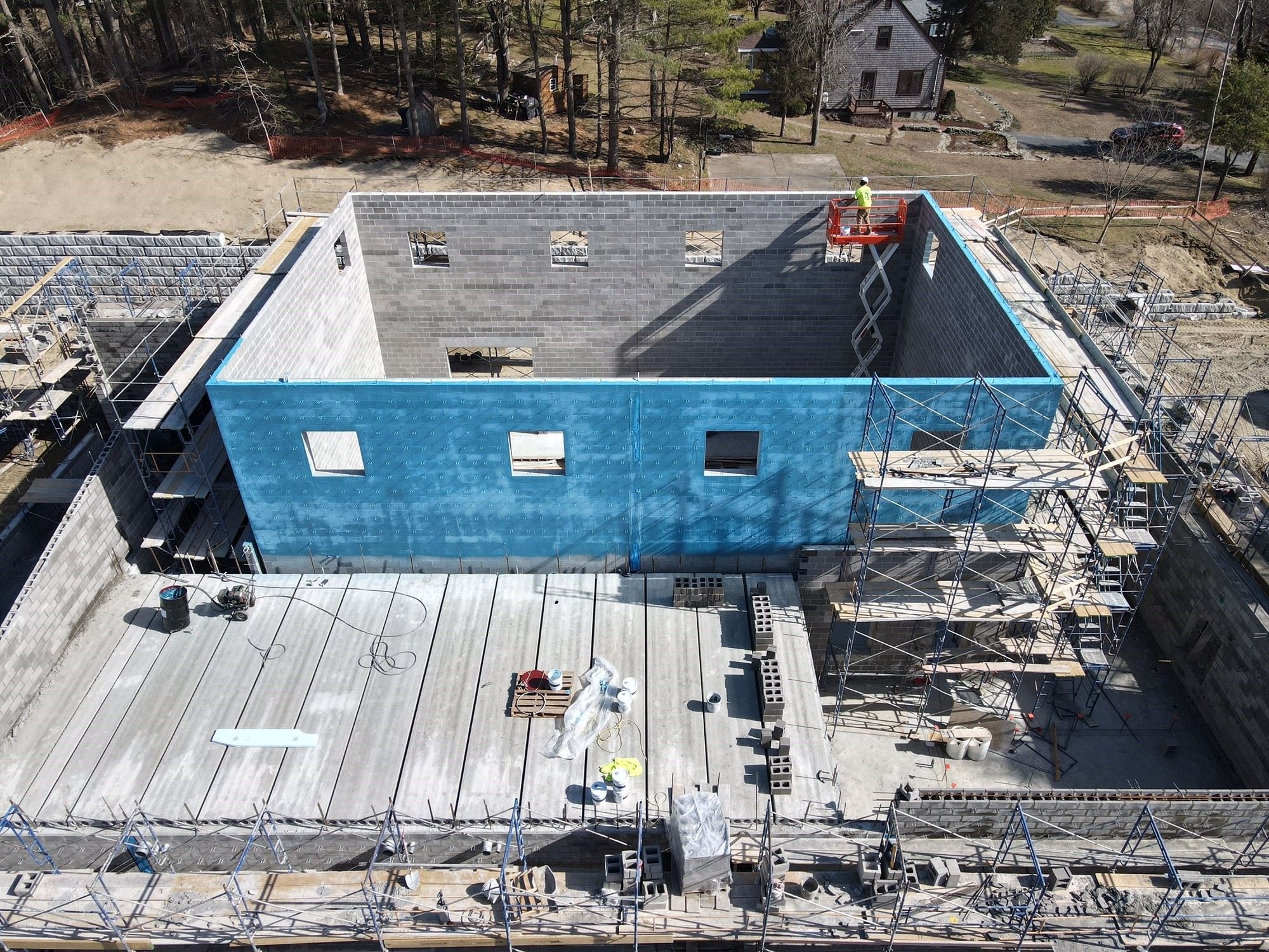 Air Barrier Coating at High Filter Room CMU Block Walls